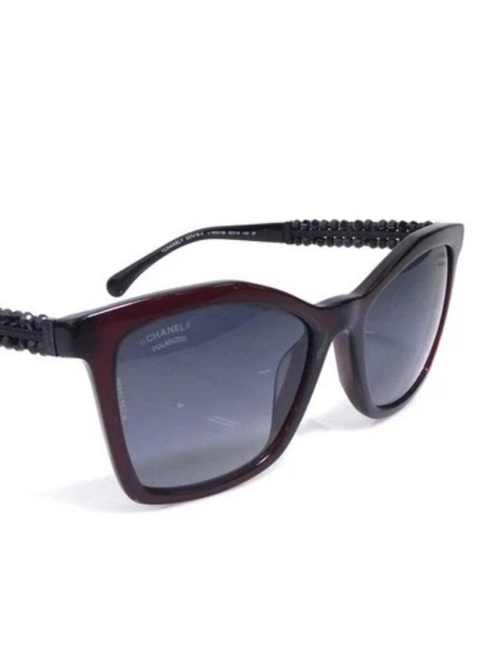 Auth CHANEL Sunglasses Brown/Black Plastic/Beads - r11065a